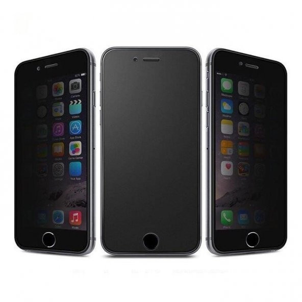 Apple iPhone 6 Komple Ekran Koruyucu 9D Hayalet Cam Privacy Siyah (ÜCRETSİZ KARGO)