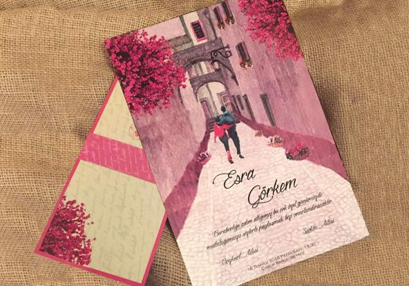 Yağlı Boya Nikah Davetiyesi ELT41456 - 100 Adet - 2