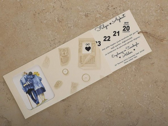 Takvim Yapraklı Davetiye 10461 - 100 Adet - 2