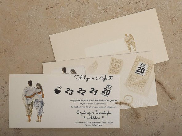 Takvim Yapraklı Davetiye 10461 - 100 Adet - 3