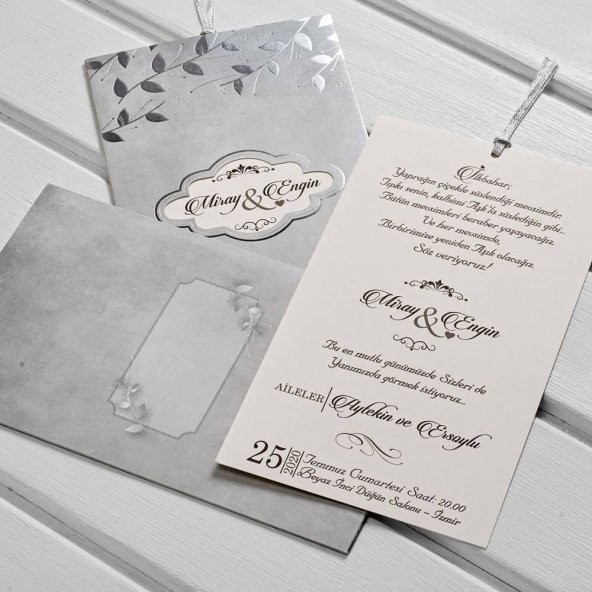 Sade Nikah Davetiyesi KL10530 - 100 Adet - 2