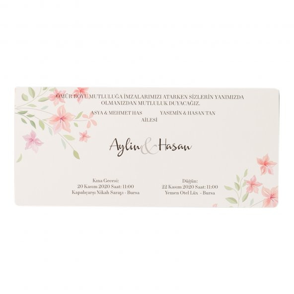 Çiçekli Pencereli Düğün Davetiyesi PE22372 - 100 Adet - 2