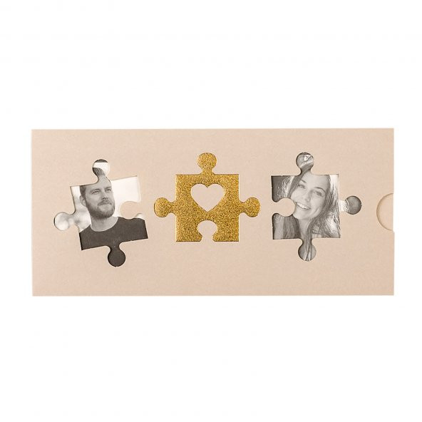 Fotoğraflı Puzzle Düğün Davetiyesi PE22364 - 100 Adet - 2