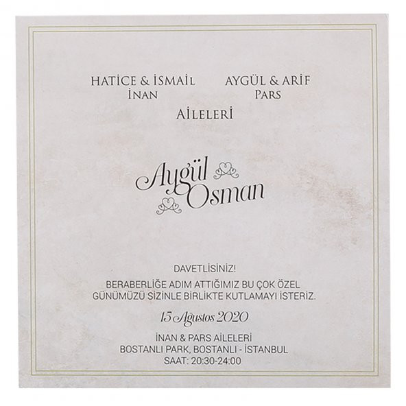 Yaprak Desenli Düğün Davetiyesi PE22379 - 100 Adet - 3