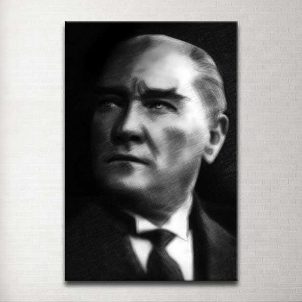 Kara Kalem Atatürk Portresi Kanvas Tablo