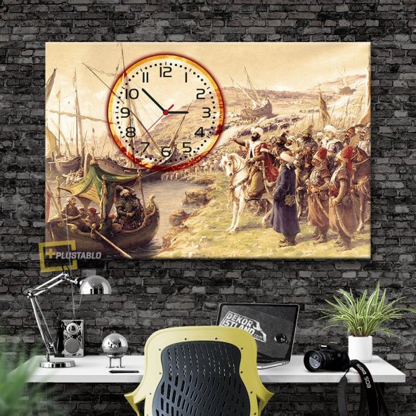 Fatih Sultan Mehmet Saatli Kanvas Tablo - 2