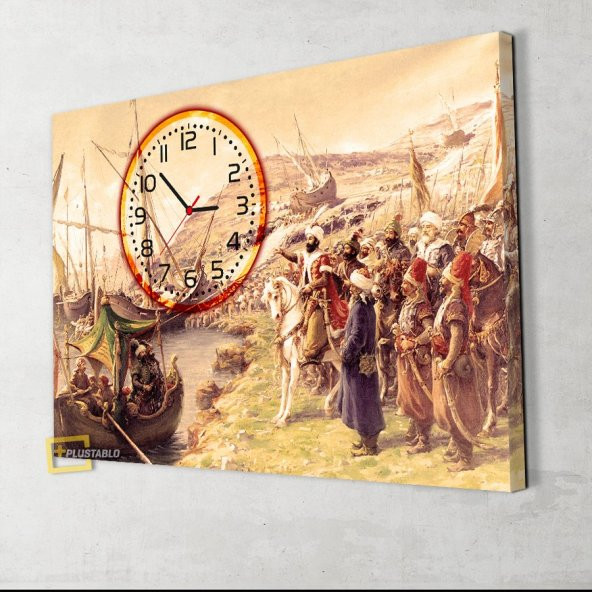 Fatih Sultan Mehmet Saatli Kanvas Tablo - 3