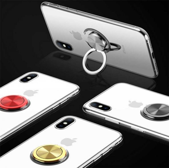 iPhone X Yüzüklü 360°Dönen Standlı kılıf - 6
