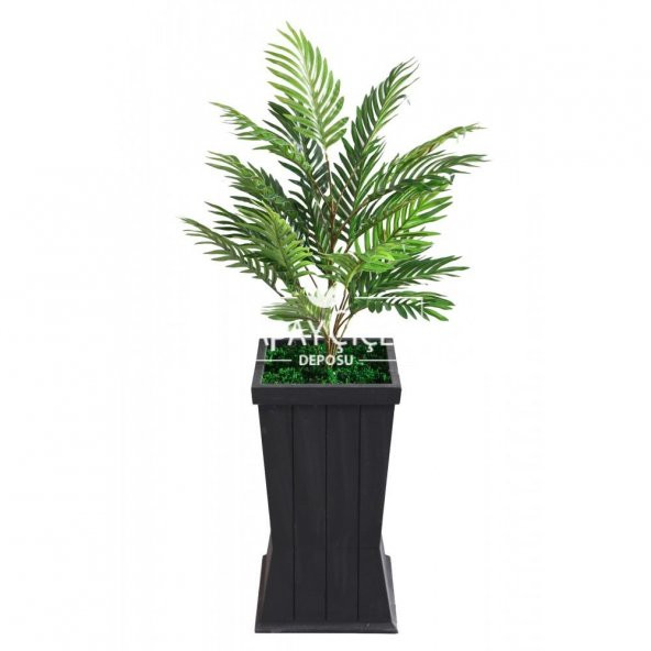 Ahşap Saksıda 21 Dallı Areka Bitkisi 115 cm