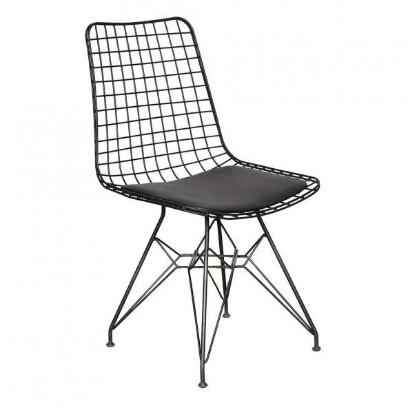 Eames Masa Sandalye Takımı 80x120 Siyah + 4 Tel Sandalye