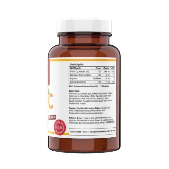 Ncs Vitamin C 1000 mg Beta Glukan Kuşburnu Çinko 120 Tablet - 2