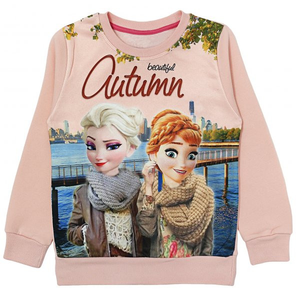 Kışlık Kız Çocuk Frozen Eşofman Takımı Somon Renk 3 - 9 Yaş Aralığı - 2