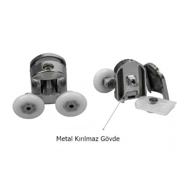 Duşakabin Tekerleği Metal Gövdeli Krom 4 lü Set Teker Çapı 24 mm - 2