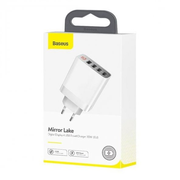 BASEUS Mirror Lake 30W Dijital Gösterge 4-Port Usb Hızlı Şarj Aleti - 3