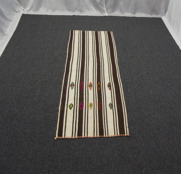 El Dokuma Benzersiz Ak Pamuklu Yörük Kilim ! - 2