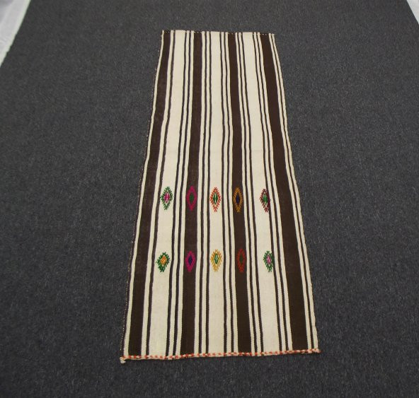 El Dokuma Benzersiz Ak Pamuklu Yörük Kilim ! - 4