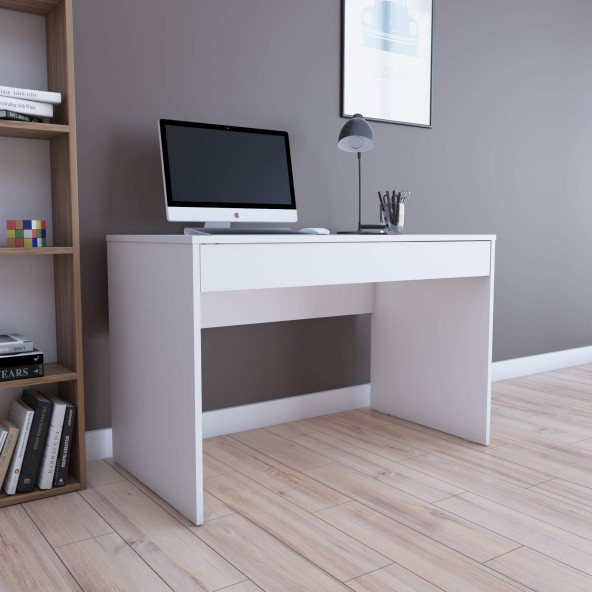 Beyaz Çiğli Çekmeceli Çalışma, Bilgisayar ve Ofis Masası, Makyaj Masası - 112x72x60 cm - 2