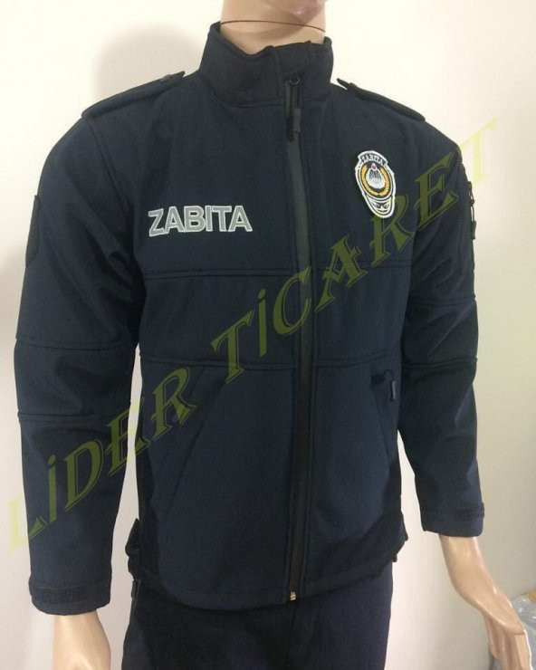 Zabıta Montu Lacivert Renk Softshell Kumaş Reflektör Baskılı Mont - 4