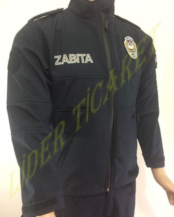 Zabıta Montu Lacivert Renk Softshell Kumaş Reflektör Baskılı Mont - 5