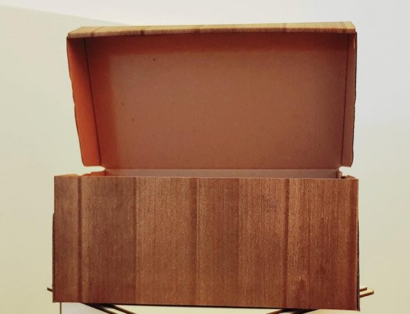 E-Ticaret Karton Kargo Kutusu Ahşap Baskılı 14x24x10 cm 1.12 (100 Adet)