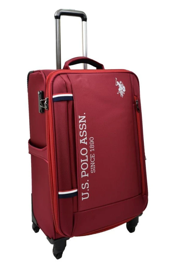 U.S. Polo Assn. Valiz Orta Boy Bordo Kumaş Valiz - Resim 2