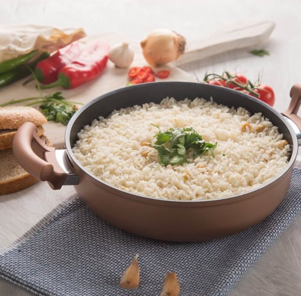 Nehir Titanyum Basık Karnıyarık-Pilav Tenceresi 28 cm - Resim 4