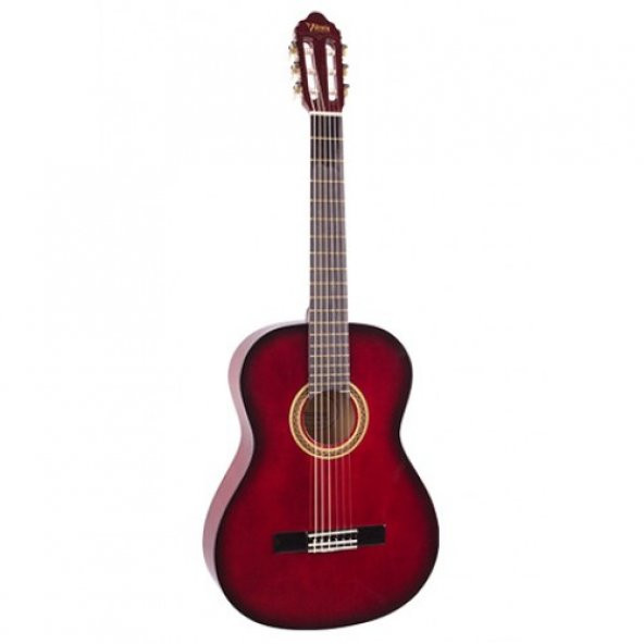 VALENCIA VC103TRDS KLASİK GİTAR SAP ÇELİKLİ 3/4 KIRMIZI SUNBURST Valencia VC103TRDS 3/4 size Classical Guitar with Thrusroad, Trans Red Sunburst