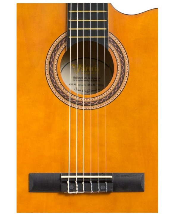 VALENCIA VC104TCVT ELEKTRO KLASİK GİTAR SAP ÇELİKLİ 4/4 NATUREL ELEKTRO KLASİK GİTAR SAP ÇELİKLİ 4/4 NATUREL, CUTAWAY, Valencia VT200 Pickup and preamp system with 1 volume and 1 tone control - 2