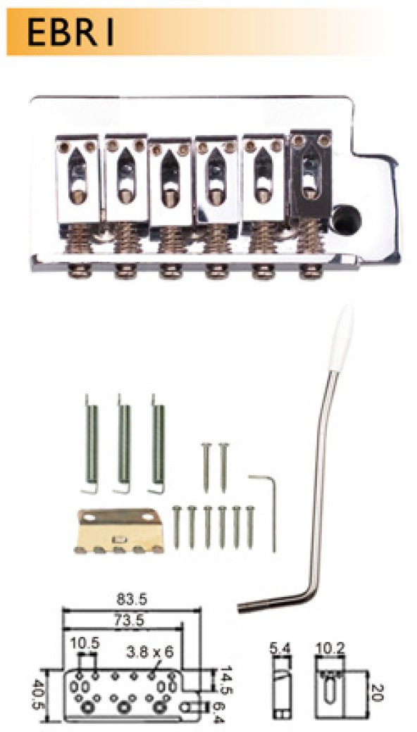 VALENCIA EBR1CR ELEKTRO TREMOLO KÖPRÜ+KOL SET KROM DR.PARTS (8 VİD ELEKTRO TREMOLO KÖPRÜ+KOL SET KROM DR.PARTS:  - Resim 2