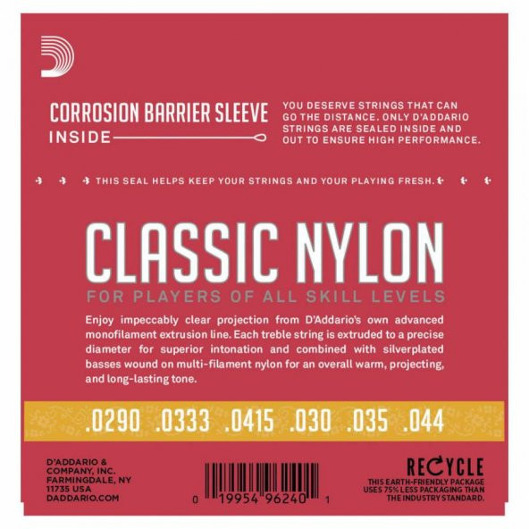 DADDARIO EJ27N 3/4 KLASİK GİTAR TEL SETİ (3/4), SILVERPLATED WOUND, C EJ27N 3/4 Student Nylon Fractional, Normal Tension - Resim 2