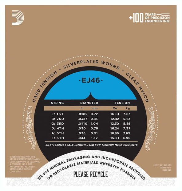 DADDARIO EJ46 KLASİK GİTAR TEL SETİ, PRO-ARTE, SILVERPLATED WOUN DADDARIO, EJ46,  Pro-Arté Nylon, Klasik Tel Takımı, Gümüş Sarım, Hard Tension - 2