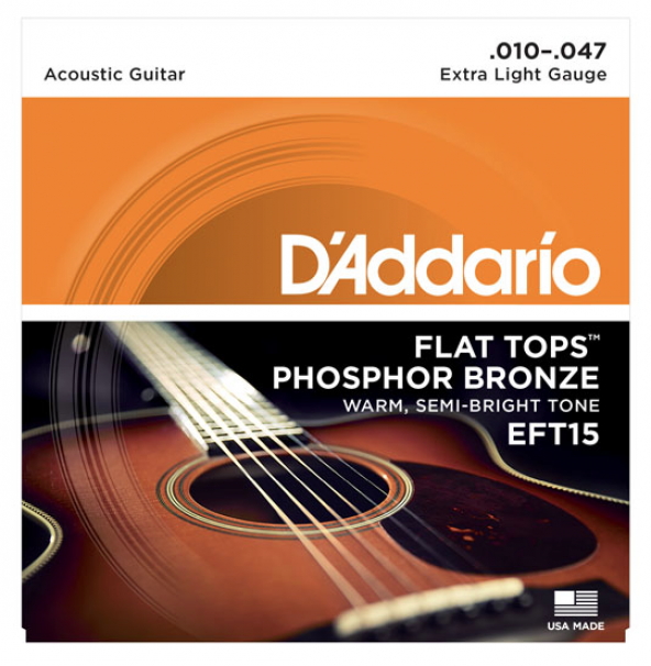 DADDARIO EFT15 AKUSTİK GİTAR TEL SETİ, FLAT TOPS, PHOSPHOR BRONZE   