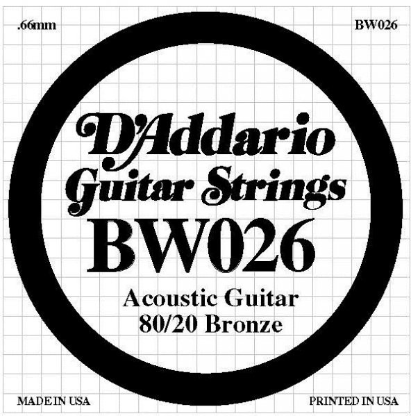 DADDARIO BW026 AKUSTİK TEK TEL,80/20 BRONZE WOUND, 026 , (SOL)   