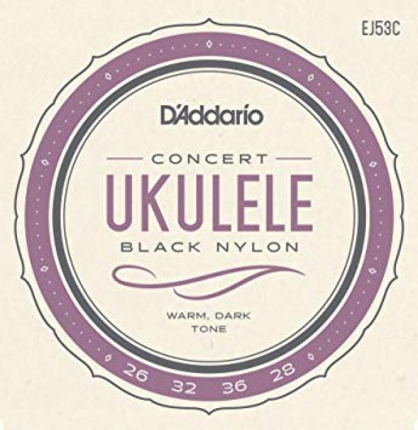DADDARIO EJ53C UKULELE TEL SETİ, HAWAIAN / CONCERT, BLACK NYLON,      ürün görseli 1
