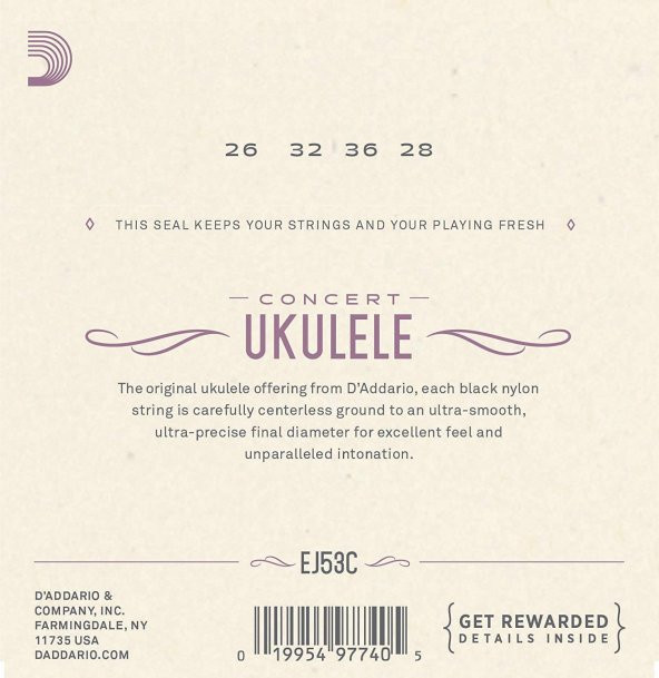 DADDARIO EJ53C UKULELE TEL SETİ, HAWAIAN / CONCERT, BLACK NYLON,      - Resim 3