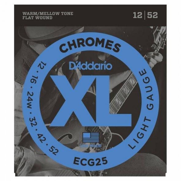 DADDARIO ECG25 ELEKTRO GİTAR TELİ CHROMES LIGHT GAUGE (12-52)