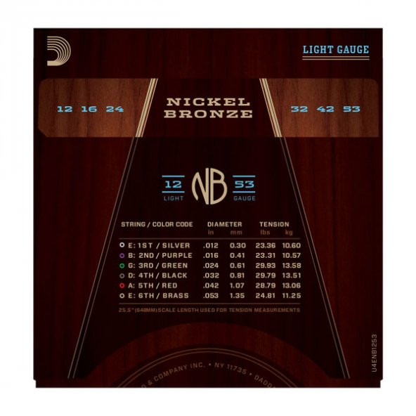 DADDARIO NB1253 AKUSTİK GİTAR TEL SETİ, NICKEL BRONZE,LIGHT, 12-53 NB1253 Nickel Bronze Acoustic Guitar Strings, Light, 12-53 - 3