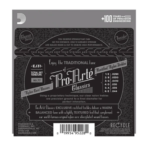 DADDARIO EJ31 KLASİK GİTAR TEL SETİ RECTIFIED CLEAR NYLON - Resim 2