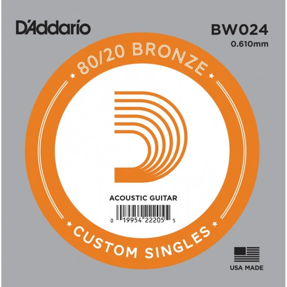 DADDARIO BW024 AKUSTİK TEK TEL, 80/20 BRONZE WOUND, 024, (SOL)     