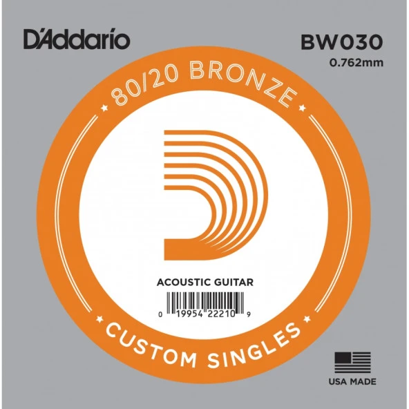 DADDARIO BW030 AKUSTİK TEK TEL, 80/20 BRONZE WOUND, 030, ( RE)   