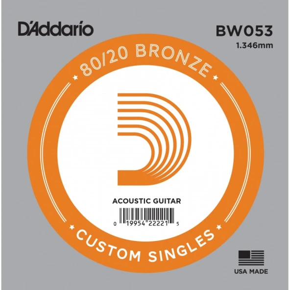 DADDARIO BW053 AKUSTİK TEK TEL, 80/20 BRONZE WOUND, 053, (Mİ)  