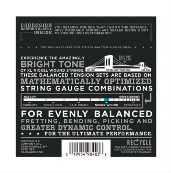 DADDARIO EXL115BT ELEKTRO GİTAR TEL SETİ, XL, 11-50, NICKEL WOUND, B   - 2
