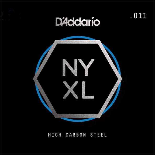 DADDARIO NYS011 ELEKTRO VE AKUSTİK TEK TEL, E-(Mİ), HIGH CARBON D'Addario NYS011 Single Plain Steel Guitar String, .011 - 2