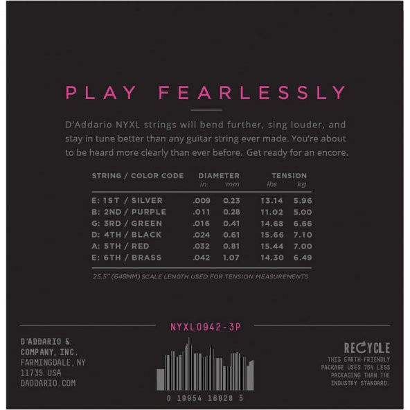 DADDARIO NYXL0942-3P ELEKTRO GİTAR TEL SETİ, 3 LÜ SUPER LIGHT D'Addario NYXL0942-3P Super Light NYXL Nickel Wound Multi-Pack Electric Guitar Strings (6-String Set, 9 - 42, 3-Pack) - 2