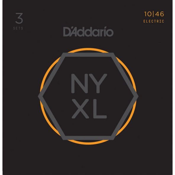 DADDARIO NYXL1046-3P ELEKTRO GİTAR TEL SETİ, 3 LÜ REGULAR LIGHT DAddario, NYXL1046-3P, Regular Light NYXL Nickel Wound Multi-Pack Electric Guitar Strings (6-String Set, 10 - 46, 3-Pack)