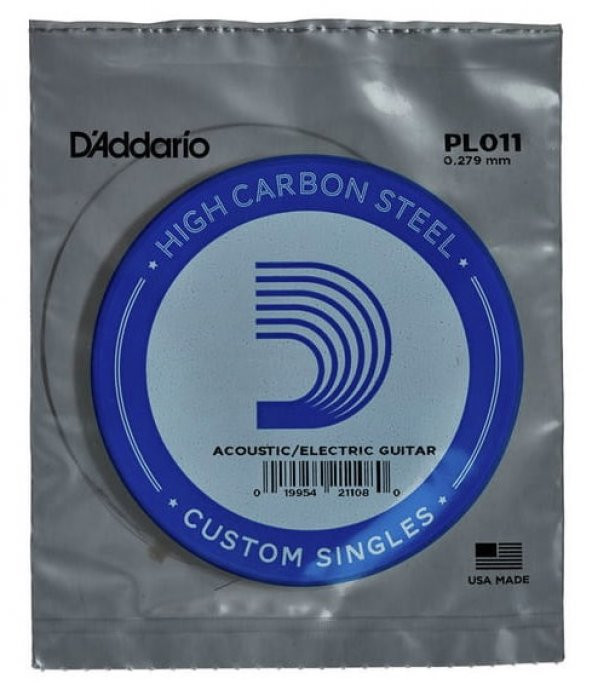 DADDARIO PL011 ELEKTRO VE AKUSTİK TEK TEL, E-(Mİ), HIGH CARBON ST Daddario PL011 Single Plain Steel String, (E) Mİ TEK TEL 