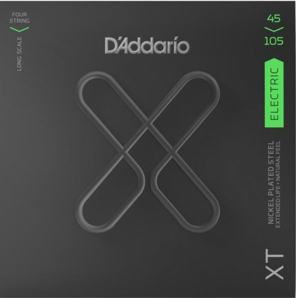 DADDARIO XTB45105 BAS GİTAR TEL SETİ, 4 TELLİ,XT, 45-105, LONG SCALE D'Addario XT Bass Nikel Kaplama Çelik Tel, Light Top/Medium Bottom / Uzun Ölçek Set 45-105