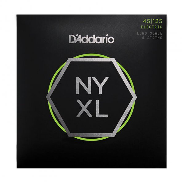 DADDARIO NYXL45125 BAS GİTAR TEL SETİ, NYXL SERİSİ, LONG SCALE, 5 TEL Light Top/Medium Bottom 5-String / Long Scale Set NYXL45125