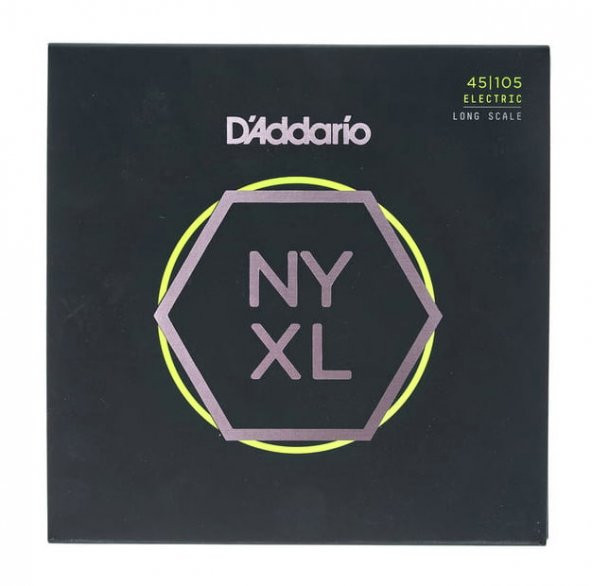 DADDARIO NYXL45105 BAS GİTAR TEL SETİ, NYXL SERİSİ, LONG SCALE, 4 TEL NYXL45105, Set Long Scale, Light Top / Med Bottom, 45-105