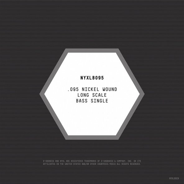 DADDARIO NYXLB095 BAS TEK TEL, NYXL SERİSİ, NİKEL SARIM, .095 GAUGE, - 2